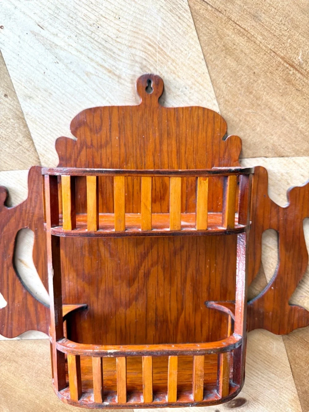 MCM Wood Wall Shelf Vintage Folk Art Mid Century Decor